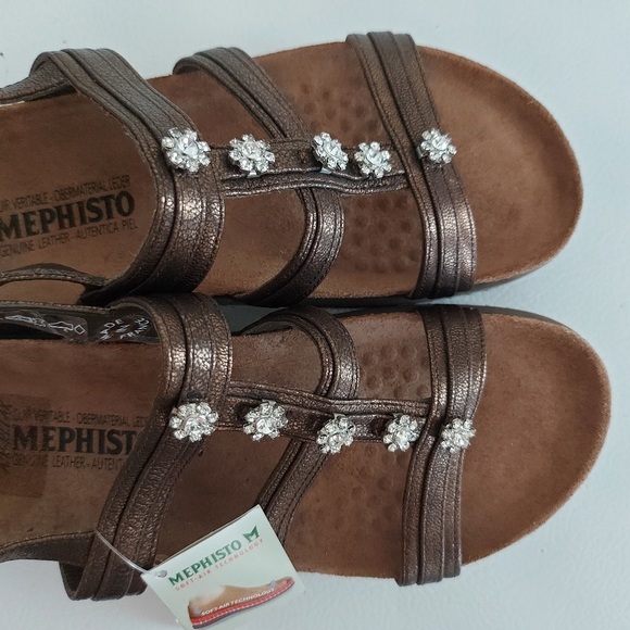 NWT Mephisto Women's Crystals Brown Leather Sandals - EU38 - Picture 4 of 12
